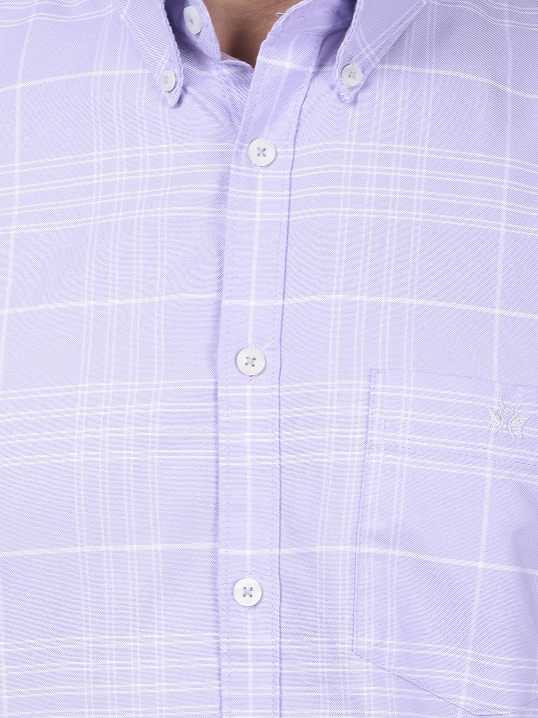 Purple Checked 100% Cotton Button Down Collar Shirt-Men Shirts-Crimsoune Club