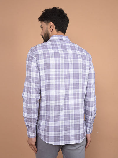 Purple Checked 100% Cotton Shirt-Men Shirts-Crimsoune Club
