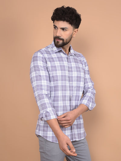 Purple Checked 100% Cotton Shirt-Men Shirts-Crimsoune Club