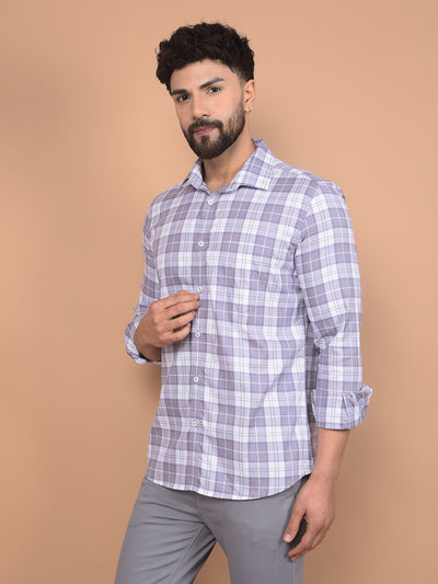 Purple Checked 100% Cotton Shirt-Men Shirts-Crimsoune Club