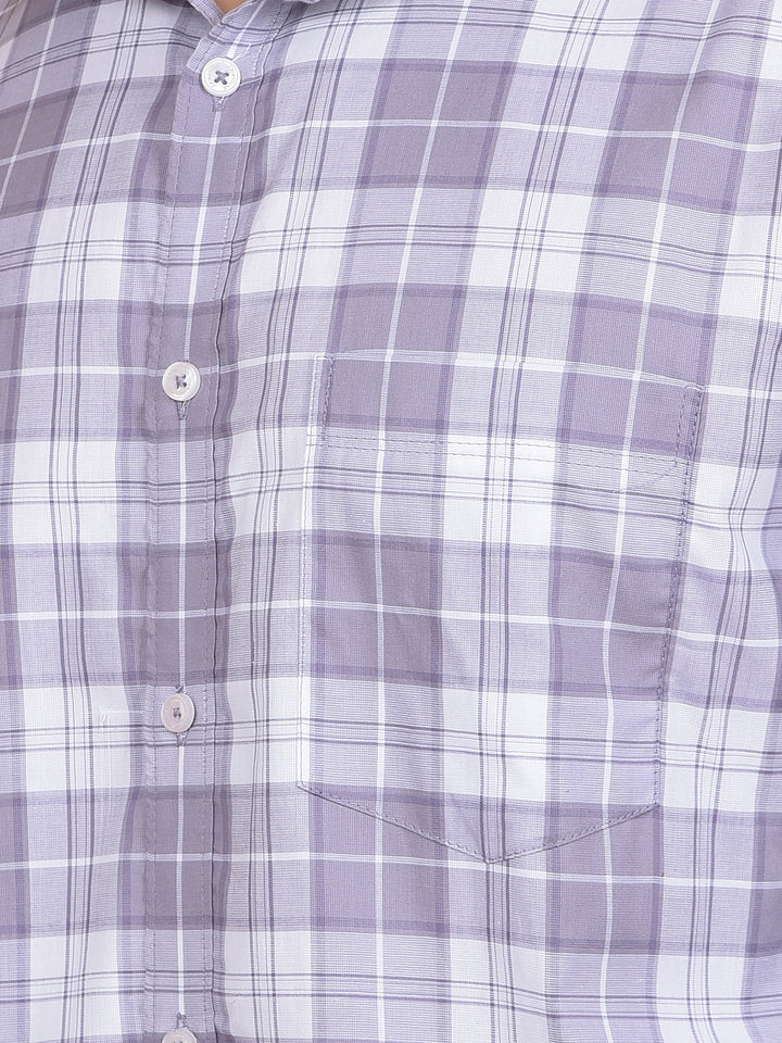 Purple Checked 100% Cotton Shirt-Men Shirts-Crimsoune Club