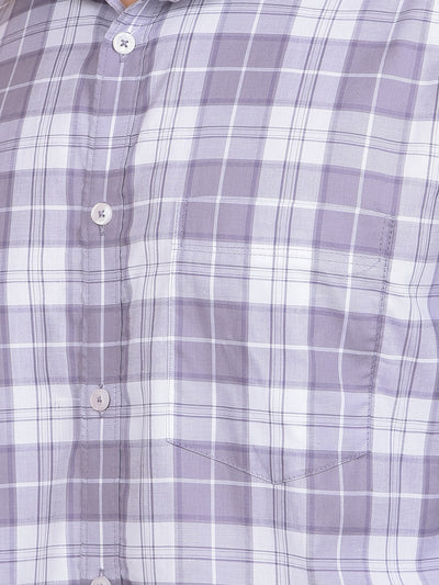 Purple Checked 100% Cotton Shirt-Men Shirts-Crimsoune Club
