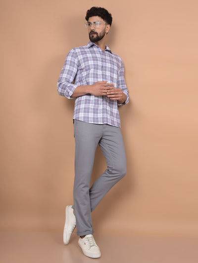 Purple Checked 100% Cotton Shirt-Men Shirts-Crimsoune Club