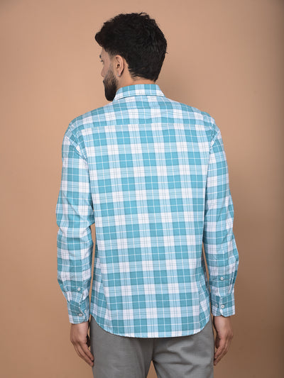Green Checked 100% Cotton Shirt-Men Shirts-Crimsoune Club