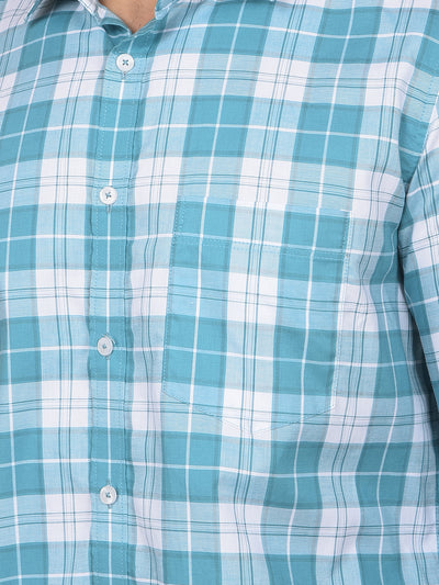 Green Checked 100% Cotton Shirt-Men Shirts-Crimsoune Club