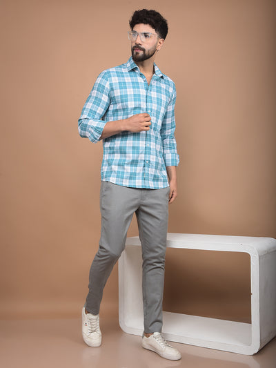 Green Checked 100% Cotton Shirt-Men Shirts-Crimsoune Club