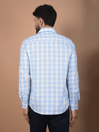 Blue Checked 100% Cotton Shirt-Men Shirts-Crimsoune Club