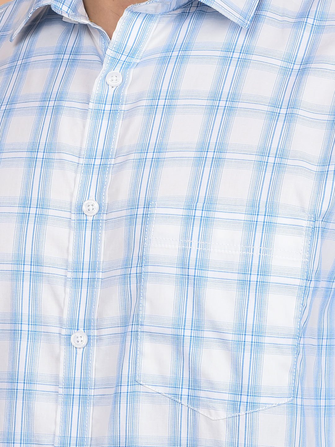 Blue Checked 100% Cotton Shirt-Men Shirts-Crimsoune Club