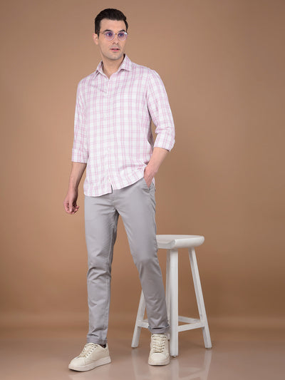 Pink Checked 100% Cotton Shirt-Men Shirts-Crimsoune Club