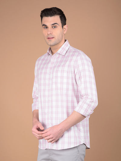 Pink Checked 100% Cotton Shirt-Men Shirts-Crimsoune Club