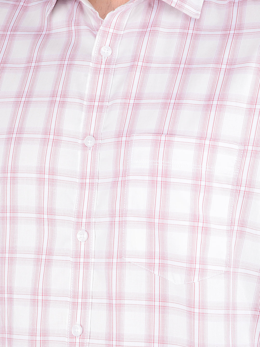 Pink Checked 100% Cotton Shirt-Men Shirts-Crimsoune Club