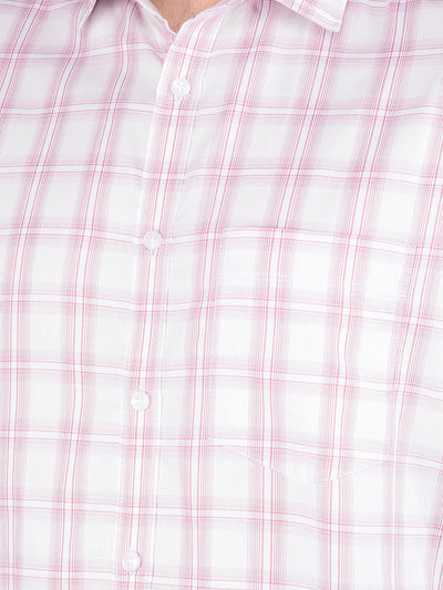 Pink Checked 100% Cotton Shirt-Men Shirts-Crimsoune Club