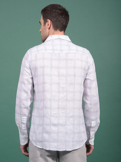 White Checked Linen Shirt-Men Shirts-Crimsoune Club