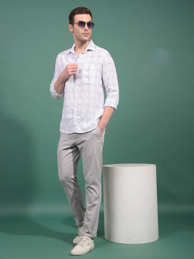 White Checked Linen Shirt-Men Shirts-Crimsoune Club