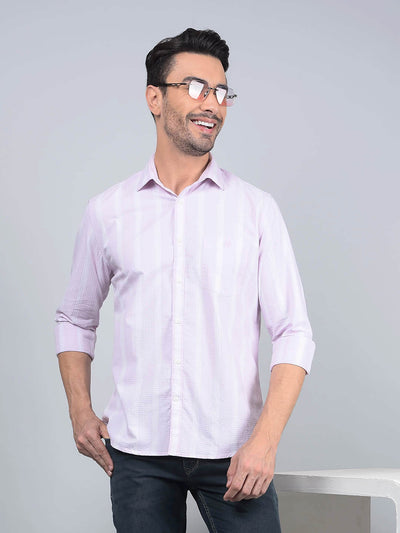 Pink Vertical Stripes 100% Cotton Shirt-Men Shirts-Crimsoune Club