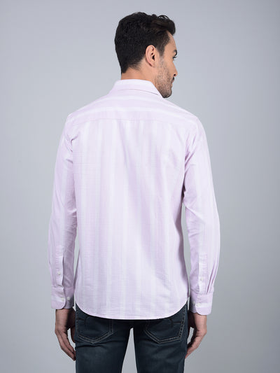 Pink Vertical Stripes 100% Cotton Shirt-Men Shirts-Crimsoune Club