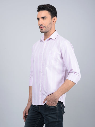 Pink Vertical Stripes 100% Cotton Shirt-Men Shirts-Crimsoune Club
