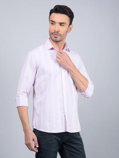 Pink Vertical Stripes 100% Cotton Shirt-Men Shirts-Crimsoune Club