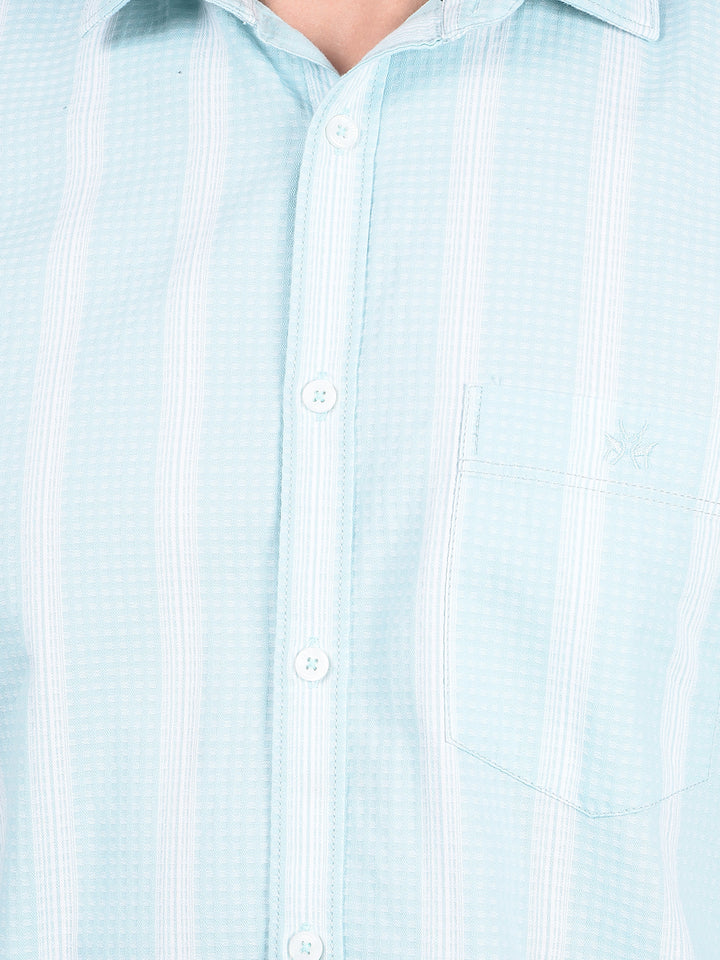 Blue Vertical Stripes 100% Cotton Shirt-Men Shirts-Crimsoune Club
