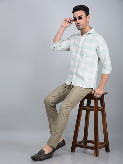 Green Checked 100% Cotton Shirt-Men Shirts-Crimsoune Club