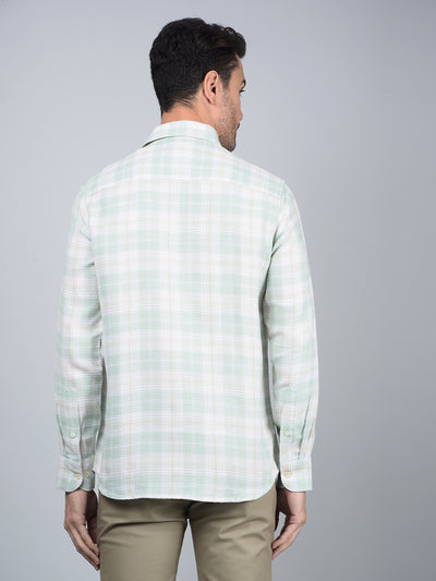 Green Checked 100% Cotton Shirt-Men Shirts-Crimsoune Club