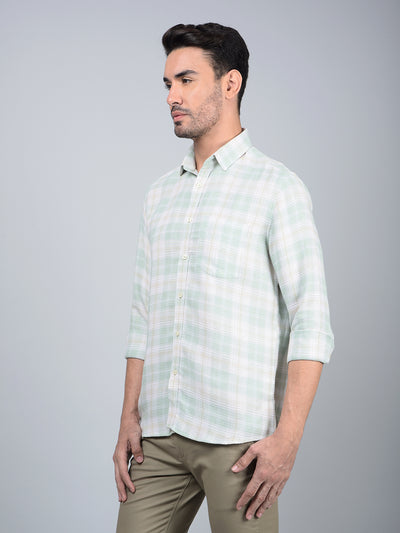 Green Checked 100% Cotton Shirt-Men Shirts-Crimsoune Club