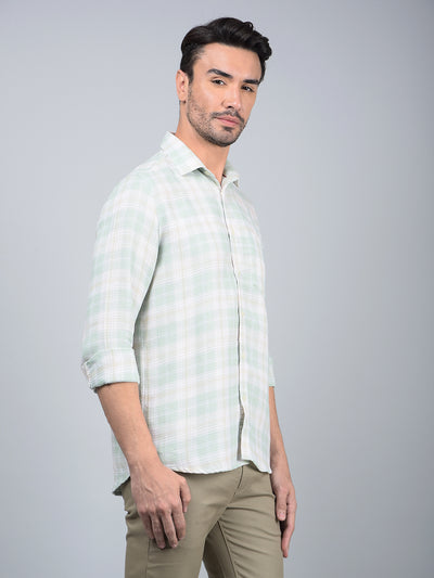 Green Checked 100% Cotton Shirt-Men Shirts-Crimsoune Club