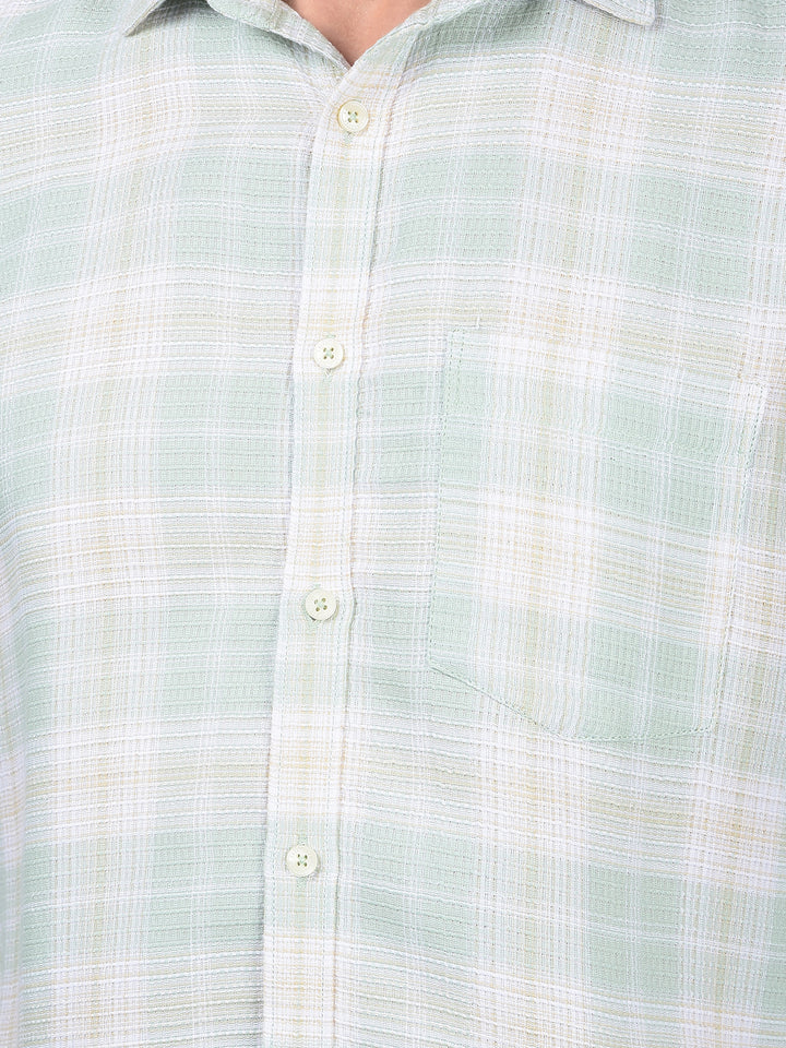 Green Checked 100% Cotton Shirt-Men Shirts-Crimsoune Club
