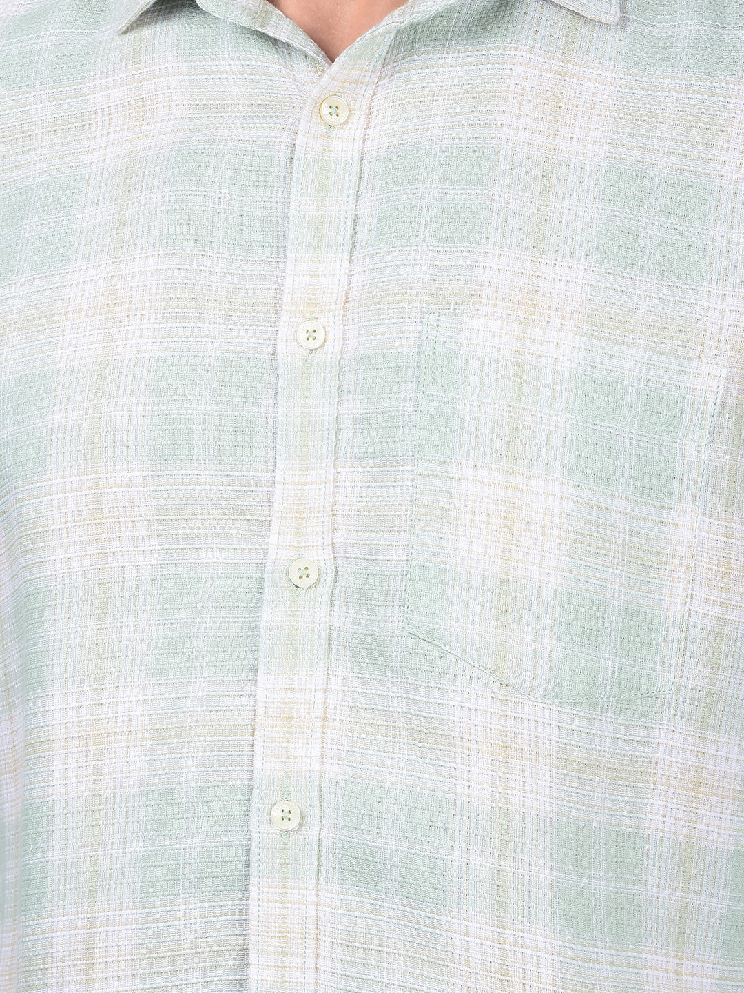 Green Checked 100% Cotton Shirt-Men Shirts-Crimsoune Club