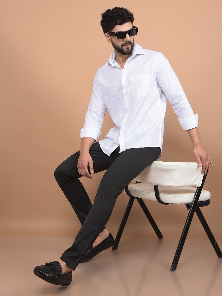 White Checked Shirt-Men Shirts-Crimsoune Club