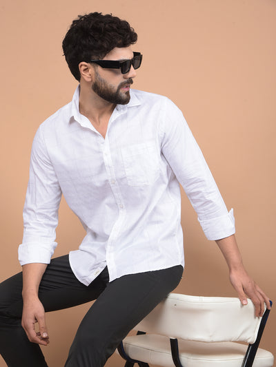 White Checked Shirt-Men Shirts-Crimsoune Club