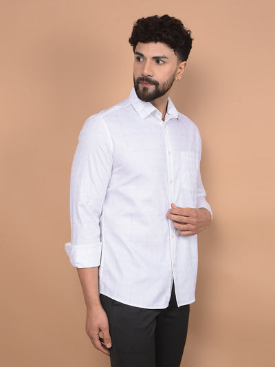 White Checked Shirt-Men Shirts-Crimsoune Club