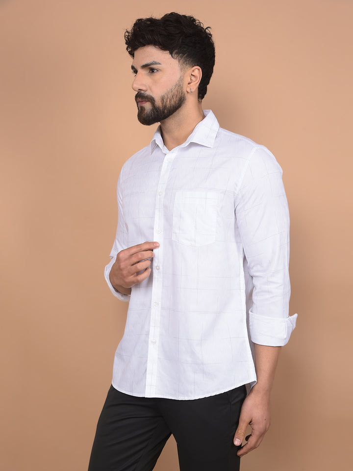 White Checked Shirt-Men Shirts-Crimsoune Club