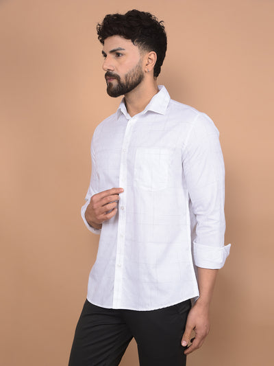 White Checked Shirt-Men Shirts-Crimsoune Club