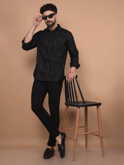 Black Checked Shirt-Men Shirts-Crimsoune Club