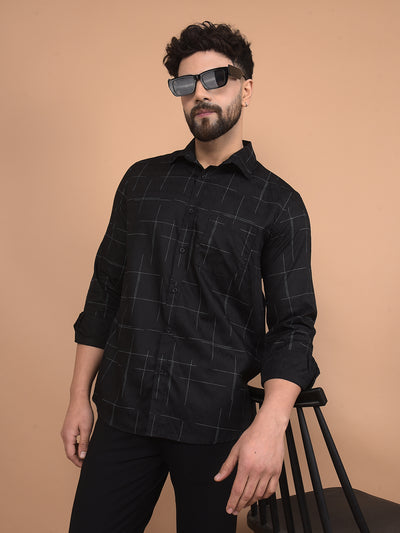 Black Checked Shirt-Men Shirts-Crimsoune Club