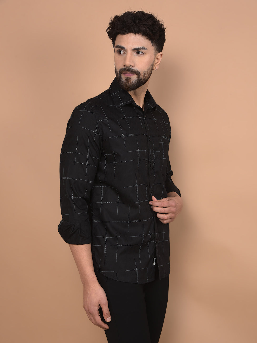Black Checked Shirt-Men Shirts-Crimsoune Club