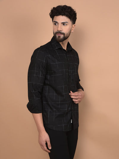 Black Checked Shirt-Men Shirts-Crimsoune Club