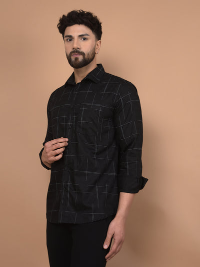 Black Checked Shirt-Men Shirts-Crimsoune Club