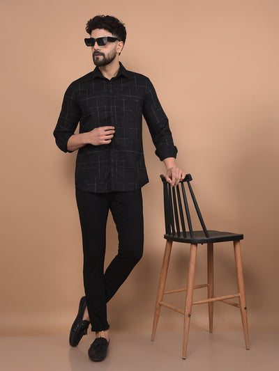 Black Checked Shirt-Men Shirts-Crimsoune Club