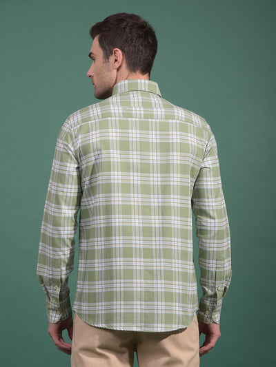 Green Checked Button Down Collar 100% Cotton Shirt-Men Shirts-Crimsoune Club