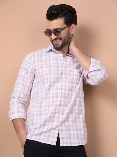 Pink Checked 100% Cotton Shirt-Men Shirts-Crimsoune Club