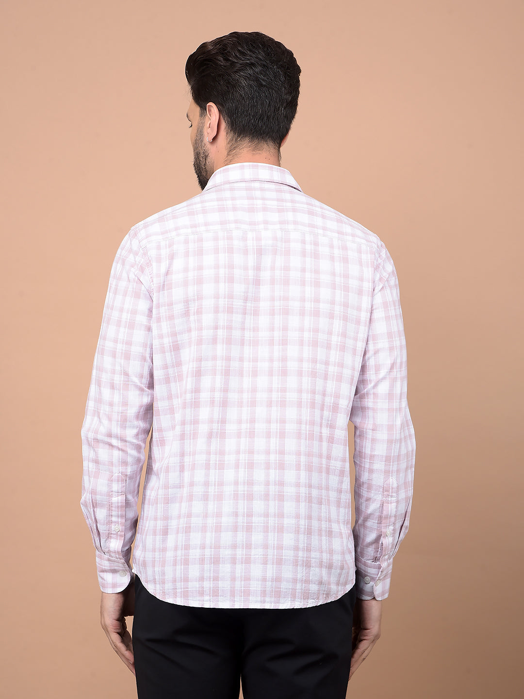 Pink Checked 100% Cotton Shirt-Men Shirts-Crimsoune Club