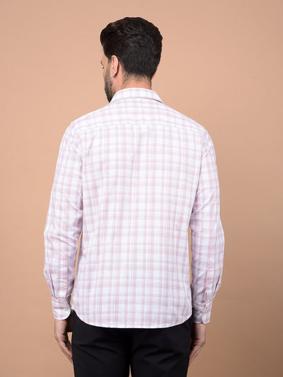 Pink Checked 100% Cotton Shirt-Men Shirts-Crimsoune Club