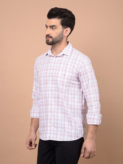 Pink Checked 100% Cotton Shirt-Men Shirts-Crimsoune Club