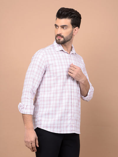 Pink Checked 100% Cotton Shirt-Men Shirts-Crimsoune Club