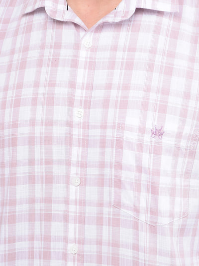 Pink Checked 100% Cotton Shirt-Men Shirts-Crimsoune Club