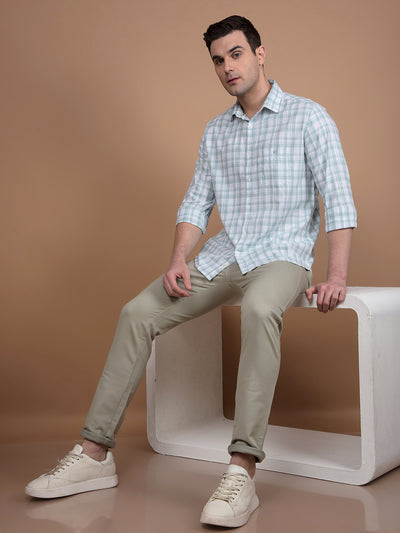 Green Checked 100% Cotton Shirt-Men Shirts-Crimsoune Club