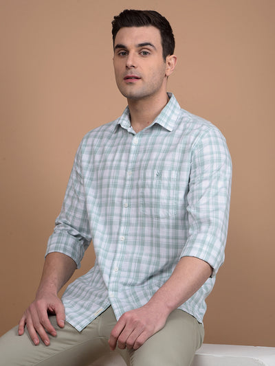 Green Checked 100% Cotton Shirt-Men Shirts-Crimsoune Club