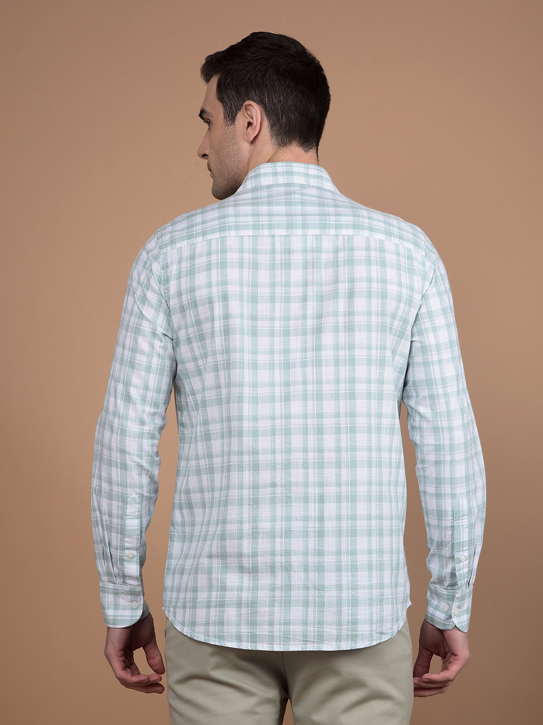 Green Checked 100% Cotton Shirt-Men Shirts-Crimsoune Club
